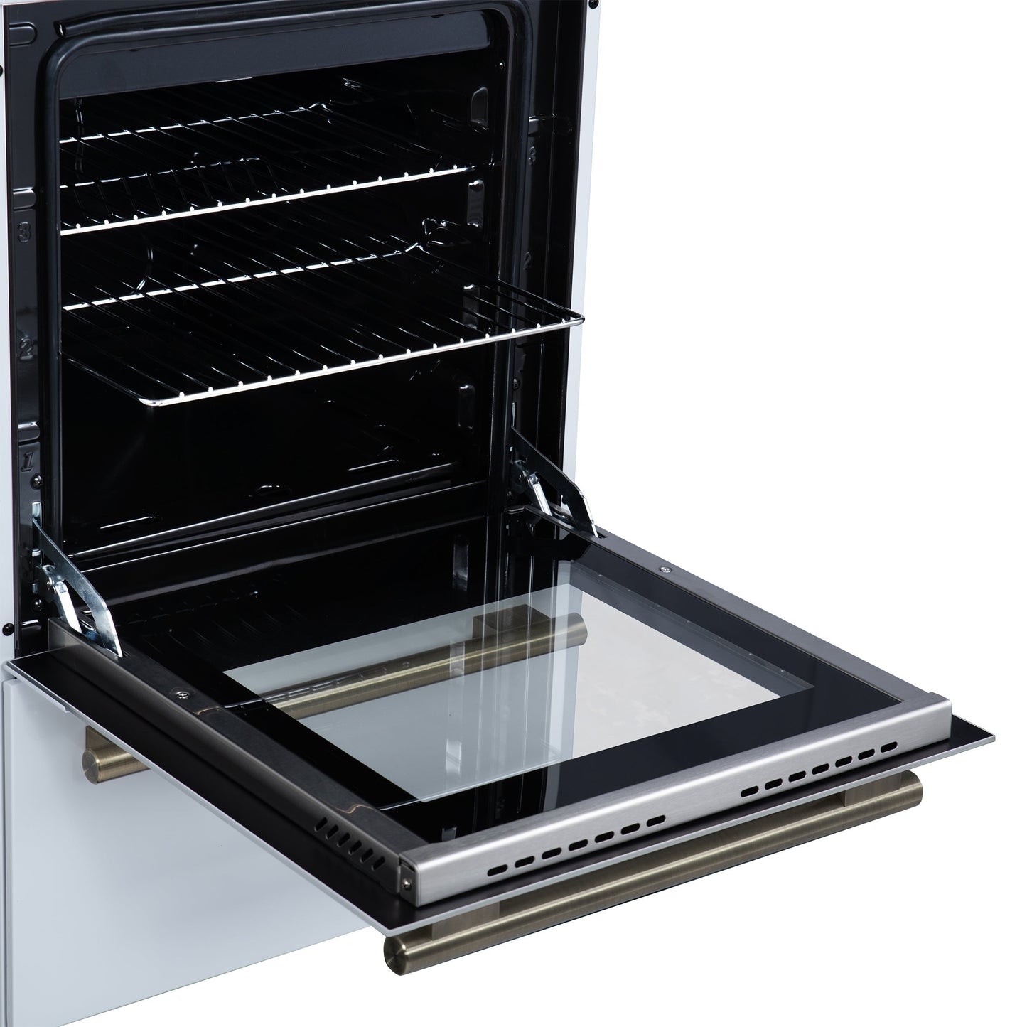 Forno Lamazze 20-Inch Freestanding Gas Range, 2.05 cu. ft. Oven, 4 Sealed Burners, White with Antique Brass Accents (Model FFSGS6265-20WHT)