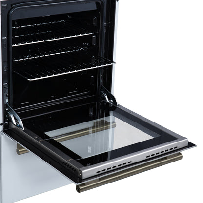 Forno Lamazze 20-Inch Freestanding Gas Range, 2.05 cu. ft. Oven, 4 Sealed Burners, White with Antique Brass Accents (Model FFSGS6265-20WHT)