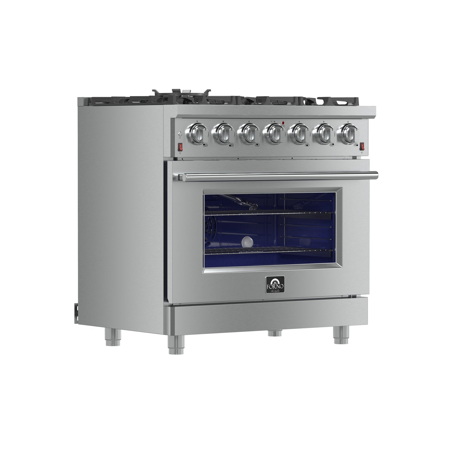 FORNO Massimo 36 in. Freestanding Gas Range, 5.36 cu. ft. Oven, 6 Sealed Burners, Stainless Steel (Model FFSGS6239-36)