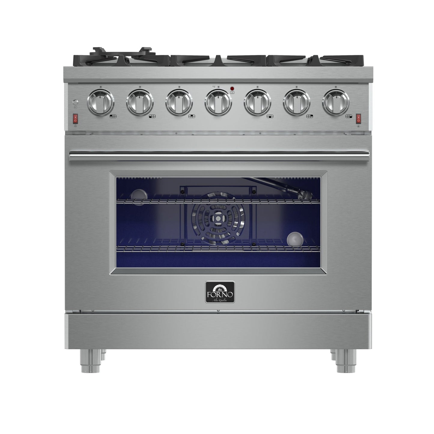 FORNO Massimo 36 in. Freestanding Gas Range, 5.36 cu. ft. Oven, 6 Sealed Burners, Stainless Steel (Model FFSGS6239-36)