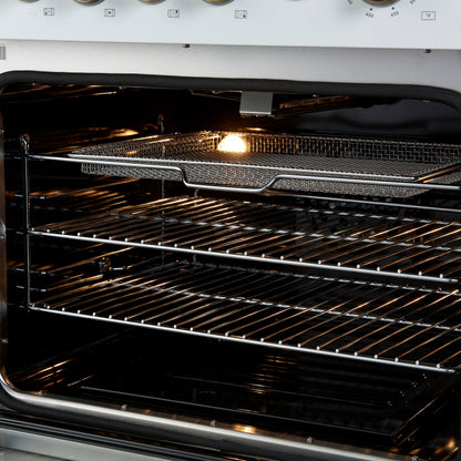 Forno Giovanni 30-Inch Gas Range, 4.32 cu ft Oven, 5 Sealed Burners, White with Antique Brass Accents (Model FFSGS6274-30WHT)
