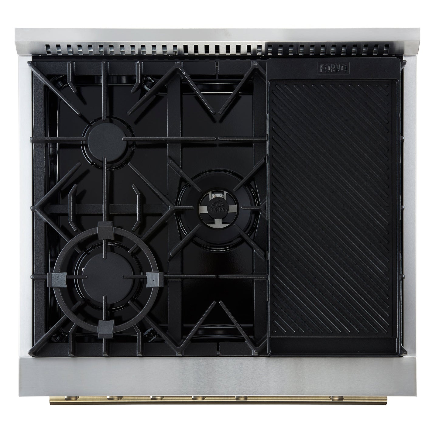 Forno Giovanni 30-Inch Gas Range, 4.32 cu ft Oven, 5 Sealed Burners, White with Antique Brass Accents (Model FFSGS6274-30WHT)
