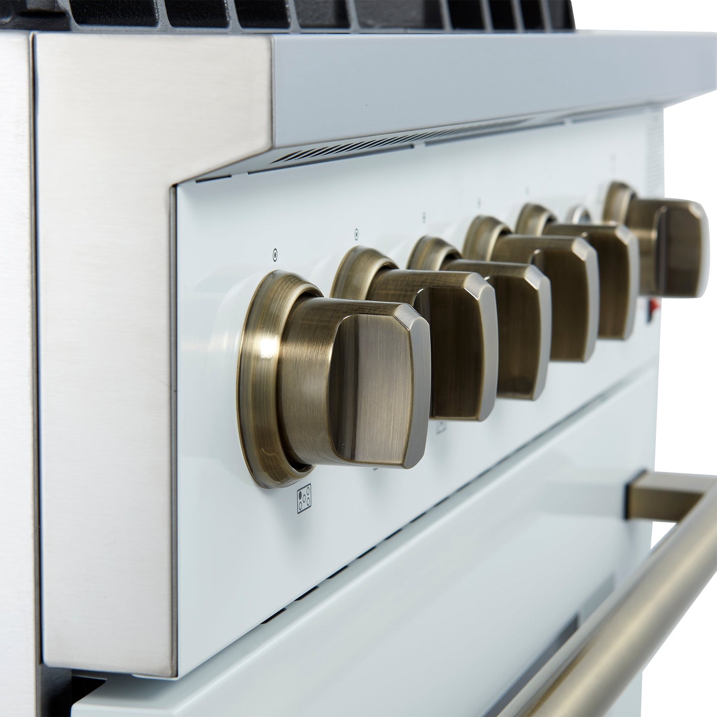 Forno Giovanni 30-Inch Gas Range, 4.32 cu ft Oven, 5 Sealed Burners, White with Antique Brass Accents (Model FFSGS6274-30WHT)