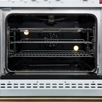 Forno Giovanni 30-Inch Gas Range, 4.32 cu ft Oven, 5 Sealed Burners, White with Antique Brass Accents (Model FFSGS6274-30WHT)
