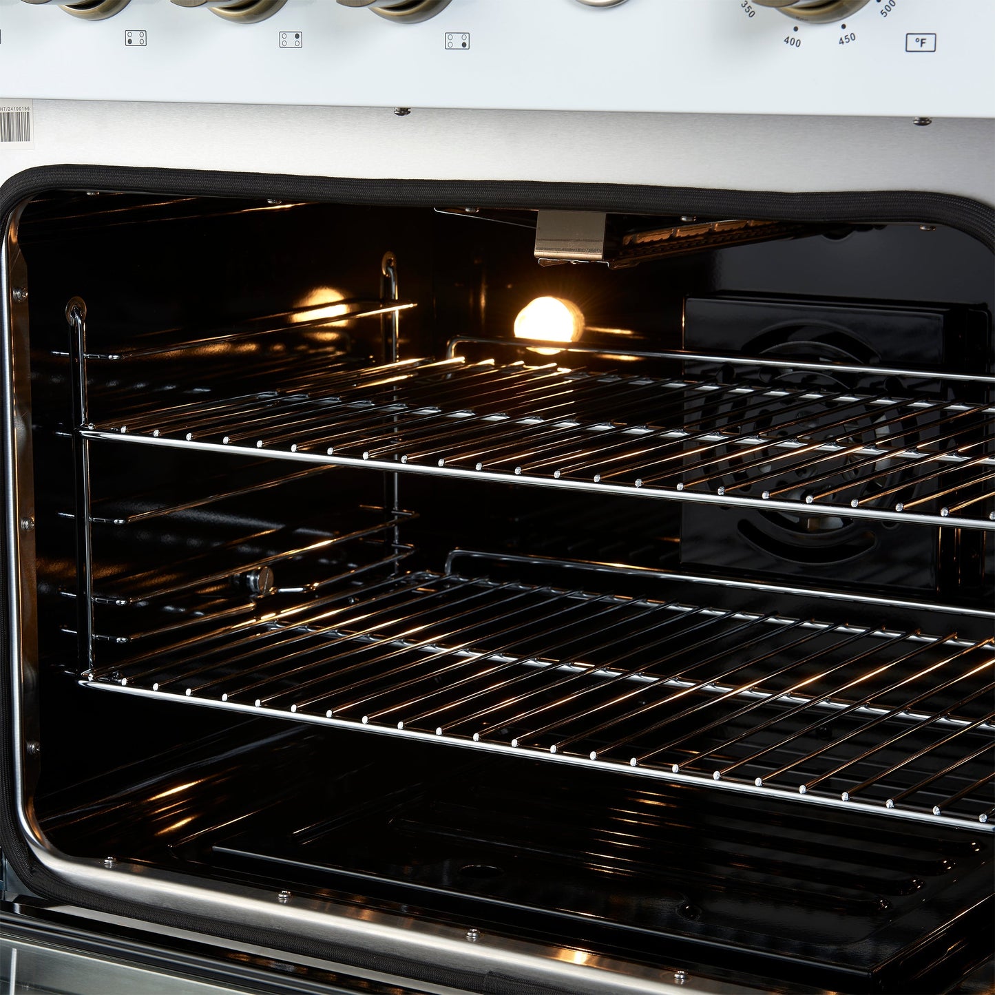 Forno Marco 30-Inch Gas Range, 4.32 cu ft Oven, 4 Sealed Burners, Temperature Gauge, White with Antique Brass Accents (FFSGS6277-30WHT)