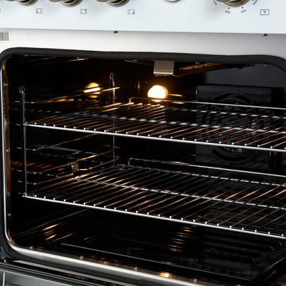 Forno Marco 30-Inch Gas Range, 4.32 cu ft Oven, 4 Sealed Burners, Temperature Gauge, White with Antique Brass Accents (FFSGS6277-30WHT)