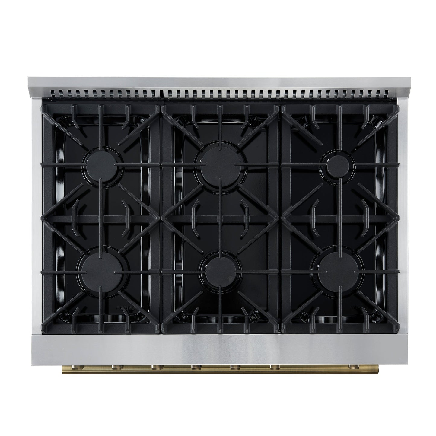 Forno Marco 36-Inch Gas Range, 5.36 cu. ft. Oven, 6 Sealed Burners, Built-In Temperature Gauge, Black with Antique Brass Accents (Model FFSGS6277-36BLK)