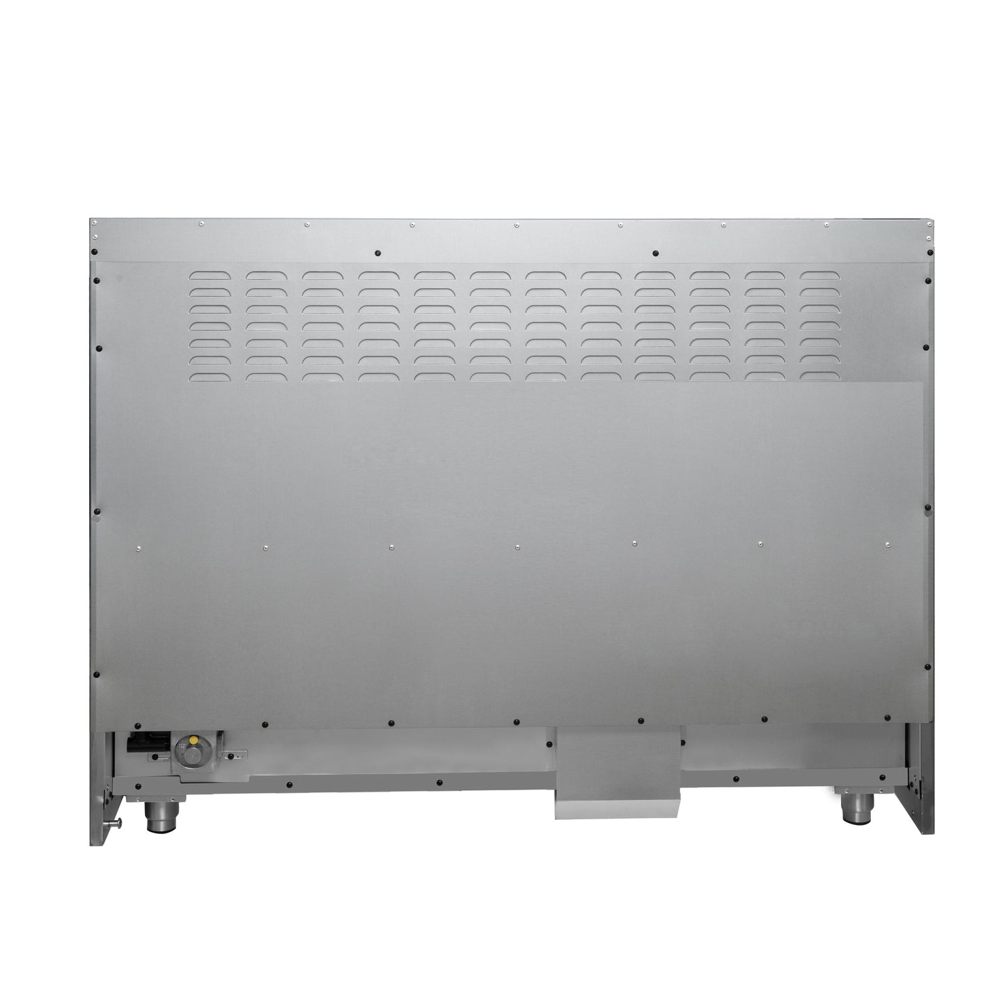 Forno Galiano 48-Inch French Door Gas Range, 6.58 cu. ft., 8 Sealed Burners with Griddle, White with Antique Brass Accents (Model FFSGS6444-48WHT)