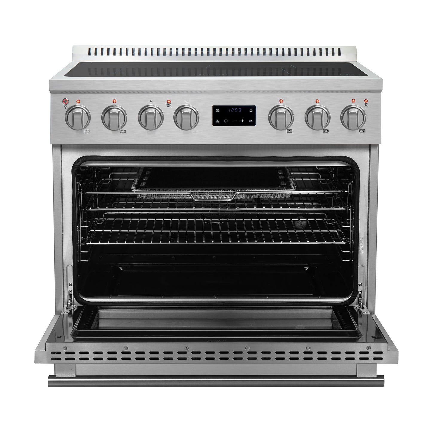 Forno Torino 36" Induction Range, 5.36 cu. ft. True Convection Oven with Air Fry and Sous Vide, Stainless Steel, 240V (FFSIN0936-36)