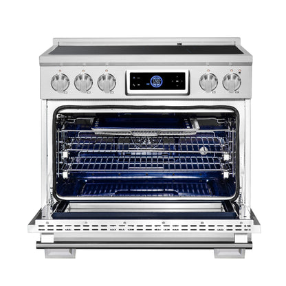 FORNO Maximus 36-Inch Induction Range, 5.36 cu. ft. Convection Oven with Air Fry and Sous Vide, Digital Display (Model FFSIN0968-36)
