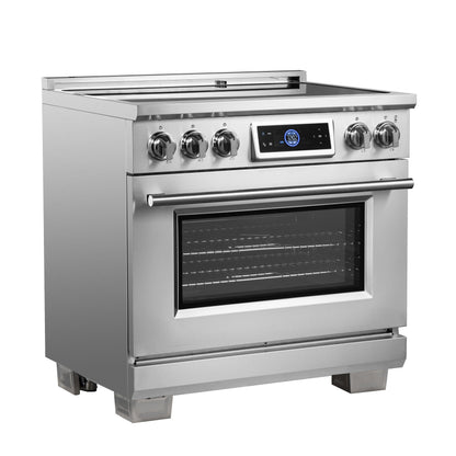 FORNO Maximus 36-Inch Induction Range, 5.36 cu. ft. Convection Oven with Air Fry and Sous Vide, Digital Display (Model FFSIN0968-36)