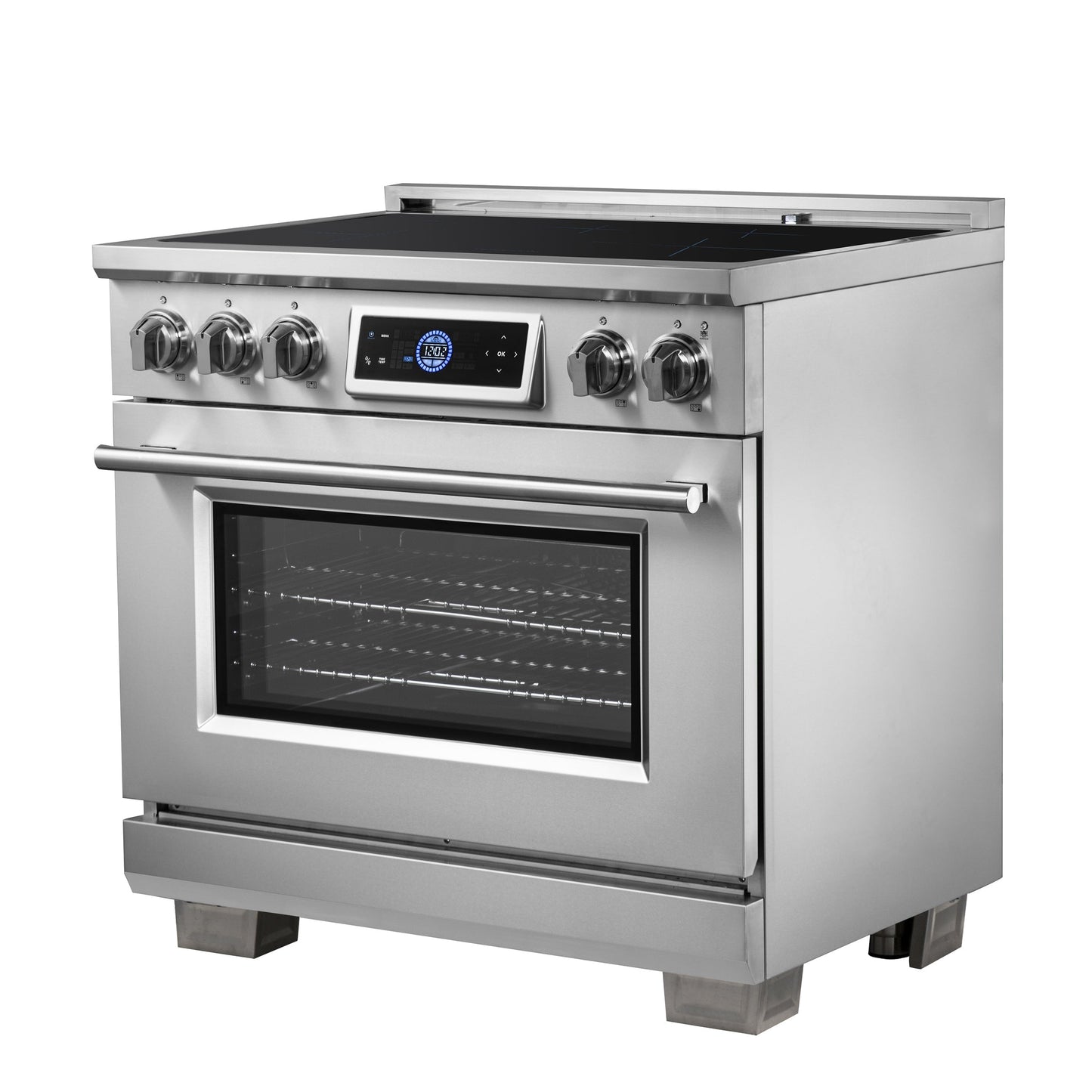 FORNO Maximus 36-Inch Induction Range, 5.36 cu. ft. Convection Oven with Air Fry and Sous Vide, Digital Display (Model FFSIN0968-36)