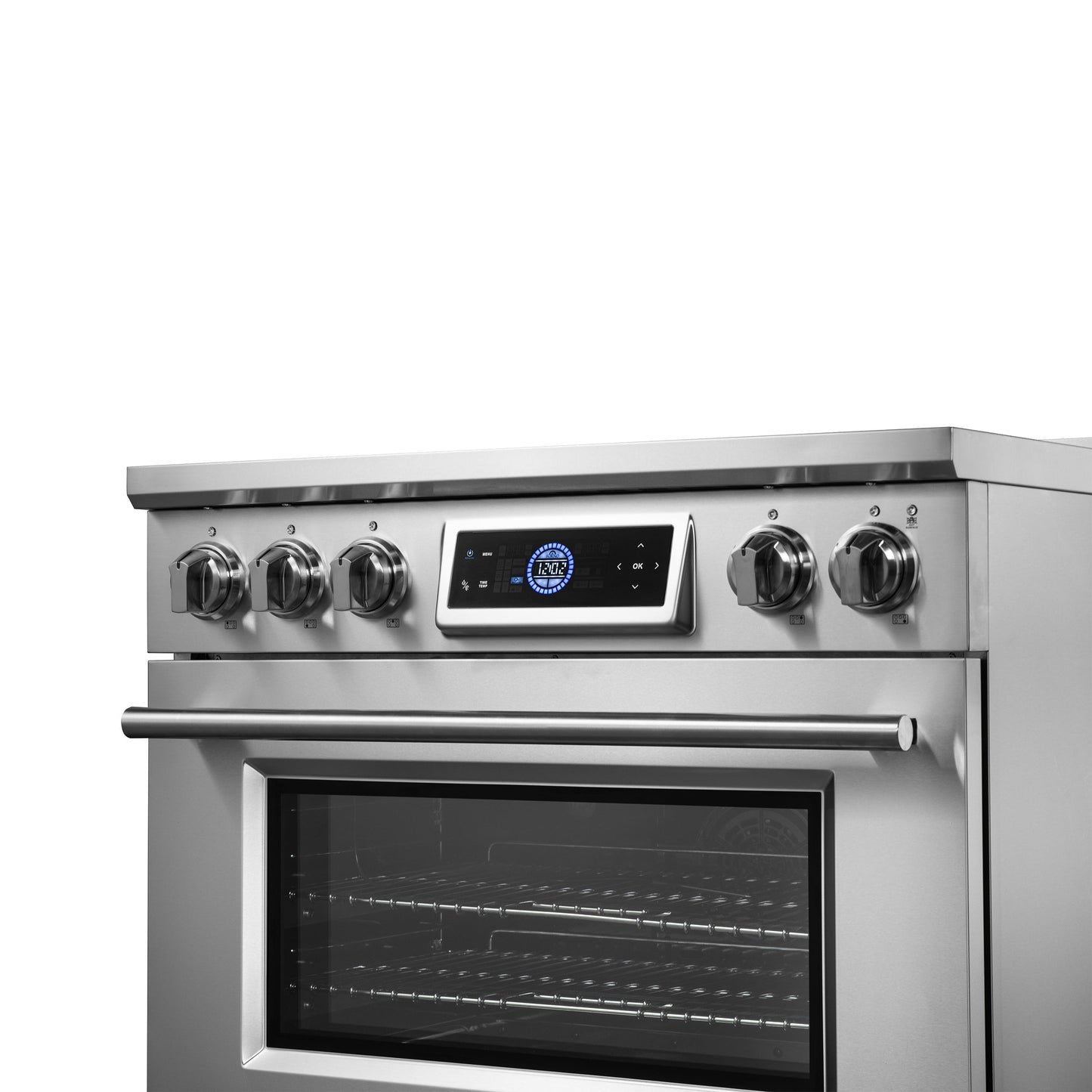 FORNO Maximus 36-Inch Induction Range, 5.36 cu. ft. Convection Oven with Air Fry and Sous Vide, Digital Display (Model FFSIN0968-36)