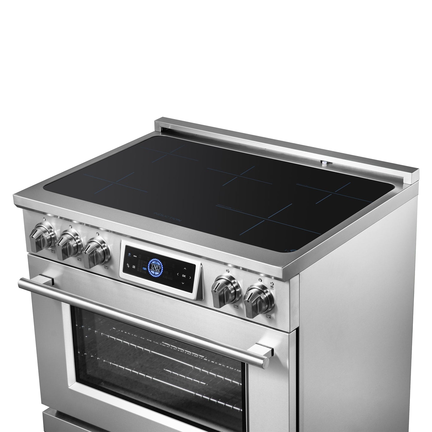 FORNO Maximus 36-Inch Induction Range, 5.36 cu. ft. Convection Oven with Air Fry and Sous Vide, Digital Display (Model FFSIN0968-36)