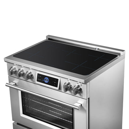 FORNO Maximus 36-Inch Induction Range, 5.36 cu. ft. Convection Oven with Air Fry and Sous Vide, Digital Display (Model FFSIN0968-36)