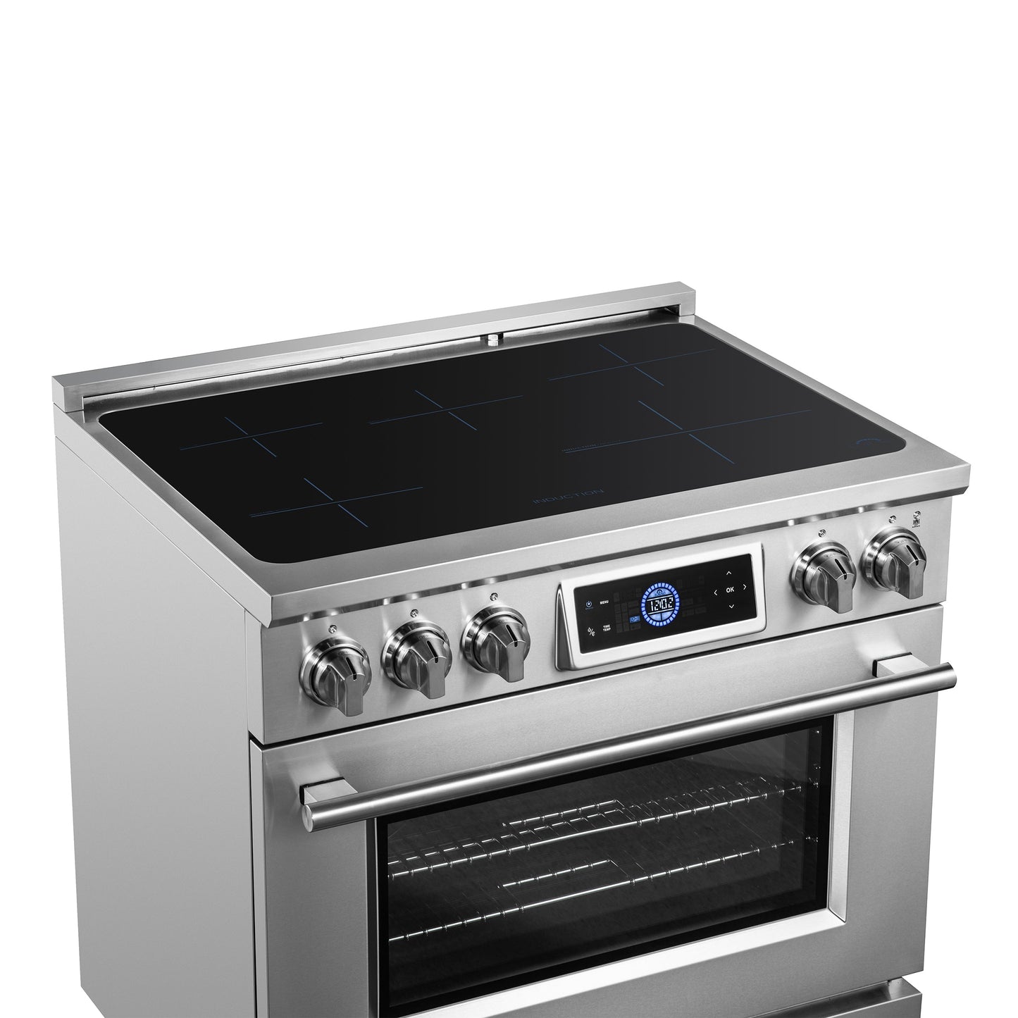 FORNO Maximus 36-Inch Induction Range, 5.36 cu. ft. Convection Oven with Air Fry and Sous Vide, Digital Display (Model FFSIN0968-36)