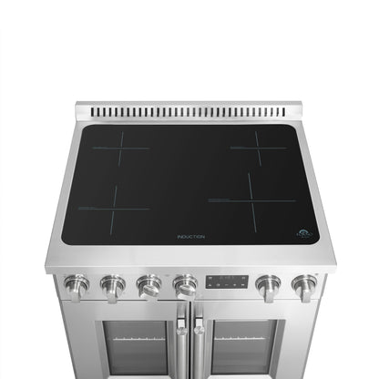 FORNO Torino 30-Inch Induction Range with French Door, 4.32 cu. ft. True Convection Oven, Air Fry & Sous Vide, Stainless Steel, 240V (FFSIN0950-30)