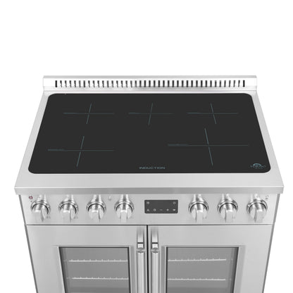 Forno Torino 36-Inch Induction Range with French Door Oven, 5.36 cu. ft., True Convection, Air Fry, Air Sous Vide, Stainless Steel, 240V (FFSIN0950-36)