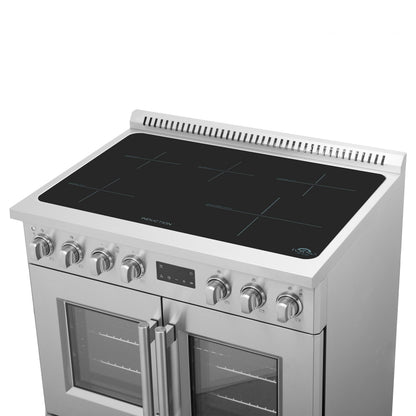 Forno Torino 36-Inch Induction Range with French Door Oven, 5.36 cu. ft., True Convection, Air Fry, Air Sous Vide, Stainless Steel, 240V (FFSIN0950-36)