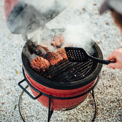 Kamado Joe® Joe Jr 13.5" Portable Charcoal Grill in Red with Cast Iron Stand