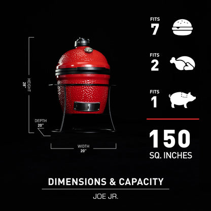 Kamado Joe® Joe Jr 13.5" Portable Charcoal Grill in Red with Cast Iron Stand