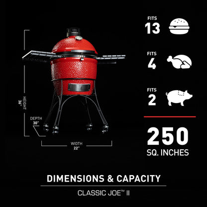 Kamado Joe® Classic Joe Series II 18" Charcoal Grill in Red with Cart