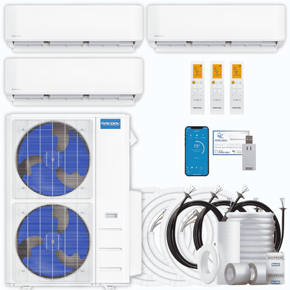 MRCOOL DIY 5th Gen 3-Zone 42,000 BTU Ductless Mini Split Air Conditioner & Heat Pump with Pre-Charged Line Sets (6K+12K+24K), DIYM355HP