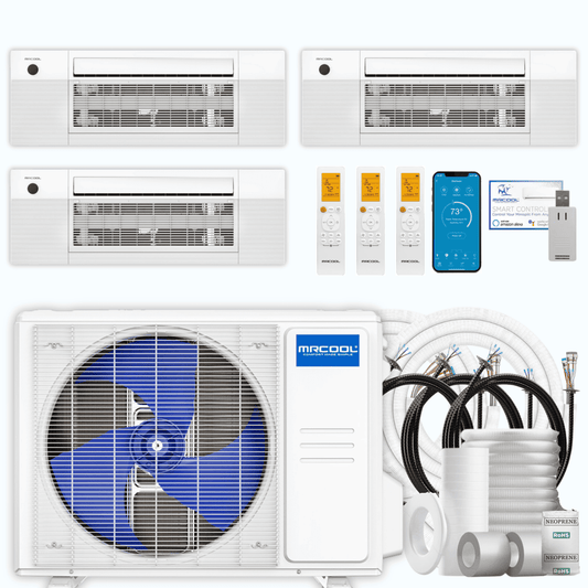 MRCOOL DIY 5th Gen 3-Zone 24,000 BTU Ceiling Cassette Ductless Mini Split Air Conditioner & Heat Pump with Pre-Charged Line Sets (6K+9K+9K), DIYM327HP