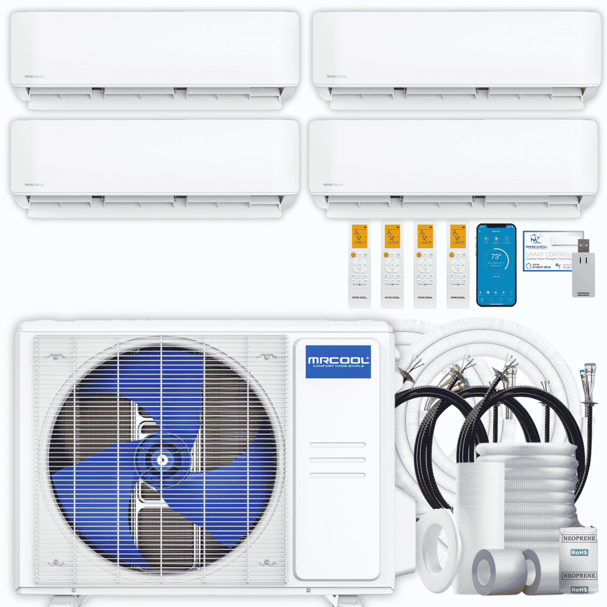 MRCOOL DIY 5th Gen 4-Zone 33,000 BTU Ductless Mini Split Air Conditioner & Heat Pump with Pre-Charged Line Sets (6K+6K+9K+12K), DIYM436HP