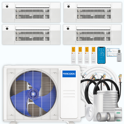 MRCOOL DIY 5th Gen 4-Zone 30,000 BTU Ceiling Cassette Ductless Mini Split Air Conditioner & Heat Pump with Pre-Charged Line Sets (6K+6K+6K+12K), DIYM436HP