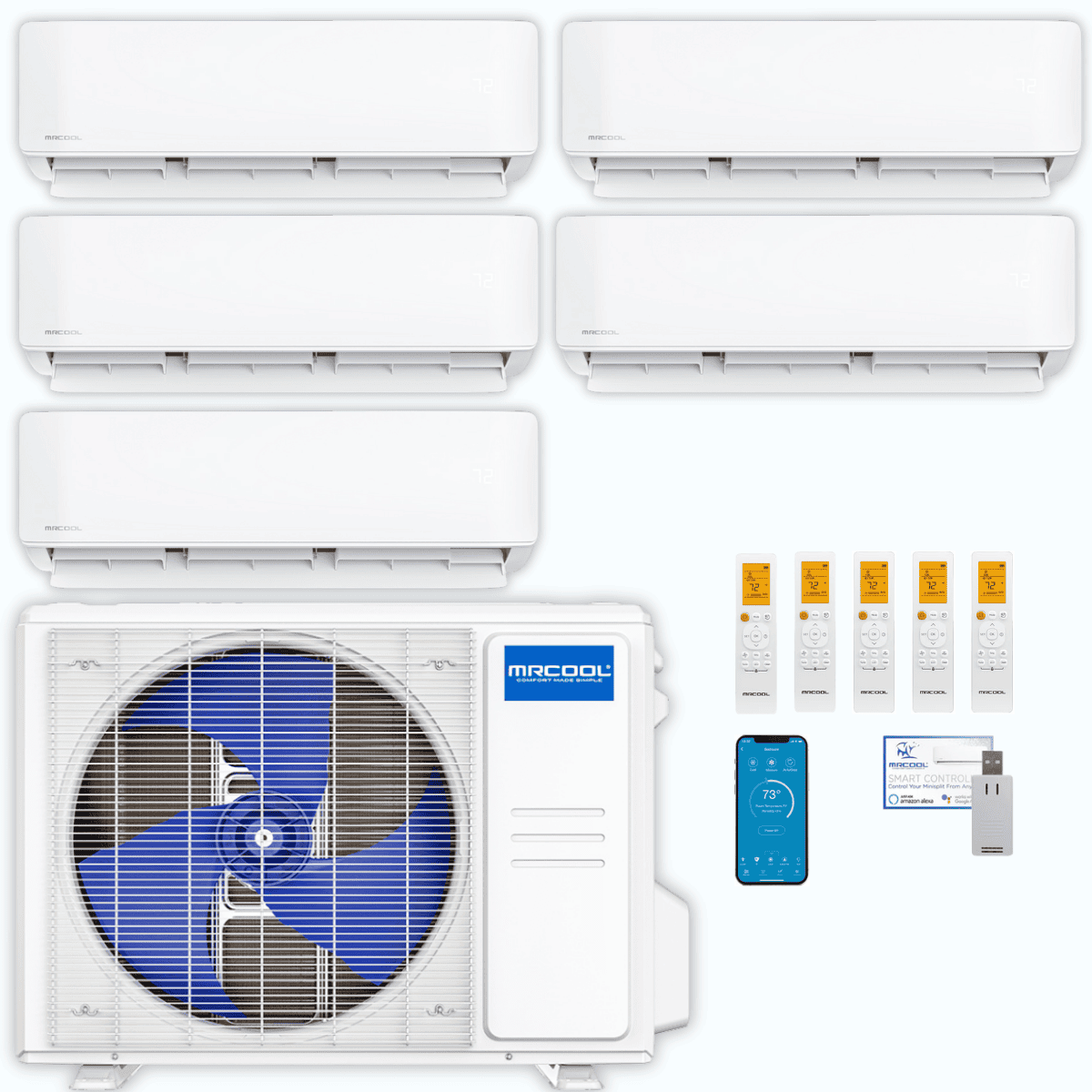 MRCOOL DIY 5th Gen 5-Zone 42,000 BTU Ductless Mini Split Air Conditioner & Heat Pump (6K+9K+9K+9K+9K), DIY5-B-36HP