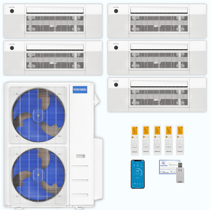 MRCOOL DIY 5th Gen 5-Zone 54,000 BTU Ceiling Cassette Ductless Mini Split Air Conditioner & Heat Pump (9K+9K+12K+12K+12K), DIY5-BC-48HP