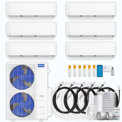 MRCOOL DIY 5th Gen 6-Zone 45,000 BTU Ductless Mini Split Air Conditioner & Heat Pump with Pre-Charged Line Sets (6K+6K+6K+9K+9K+9K), DIYM648HP