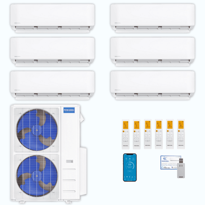MRCOOL DIY 5th Gen 6-Zone 63,000 BTU Ductless Mini Split Air Conditioner & Heat Pump (6K+6K+9K+12K+12K+18K), DIY6-B-55HP