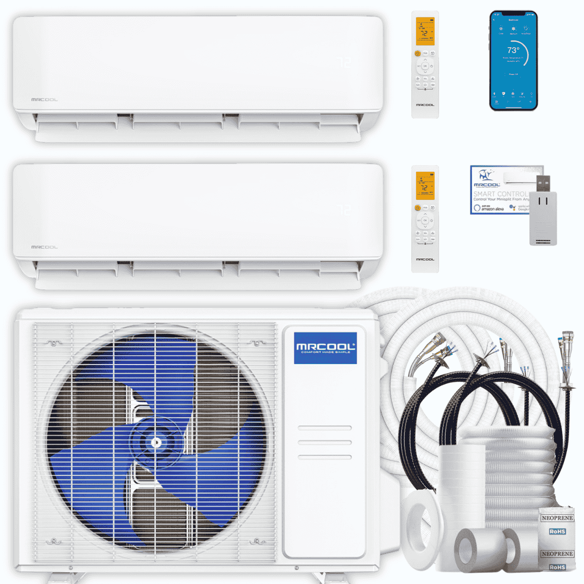MRCOOL DIY 5th Gen 2-Zone 33,000 BTU Ductless Mini Split Air Conditioner & Heat Pump with Pre-Charged Line Sets (9K+24K), DIYM236HP