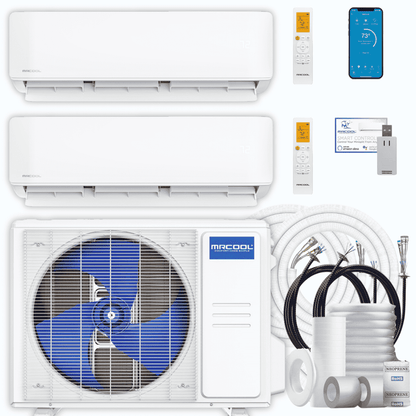 MRCOOL DIY 5th Gen 2-Zone 30,000 BTU Ductless Mini Split Air Conditioner & Heat Pump with Pre-Charged Line Sets (6K+24K), DIYM236HP
