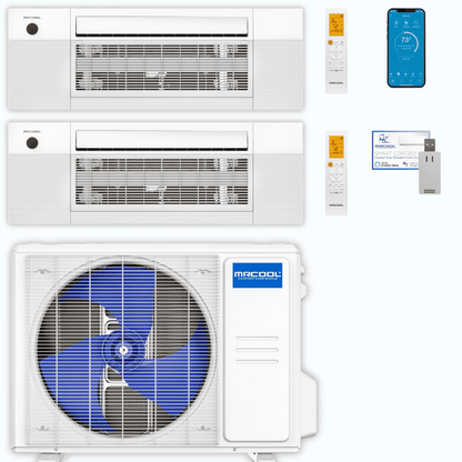 MRCOOL DIY 5th Gen 2-Zone 30,000 BTU Ceiling Cassette Ductless Mini Split Air Conditioner & Heat Pump (12K+18K), DIY2-BC-36HP