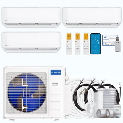 MRCOOL DIY 5th Gen 3-Zone 24,000 BTU Ductless Mini Split Air Conditioner & Heat Pump with Pre-Charged Line Sets (6K+9K+9K), DIYM336HP