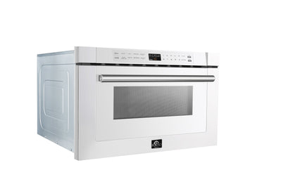 FORNO Capoliveri 24-Inch Built-In Microwave Drawer, 1.2 cu. ft., White with Stainless Steel Handle (Model FMWDR3000-24WHT)