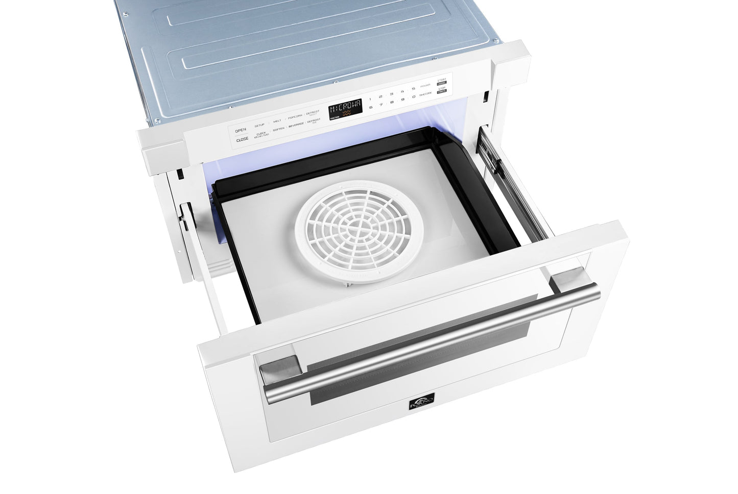 FORNO Capoliveri 24-Inch Built-In Microwave Drawer, 1.2 cu. ft., White with Stainless Steel Handle (Model FMWDR3000-24WHT)