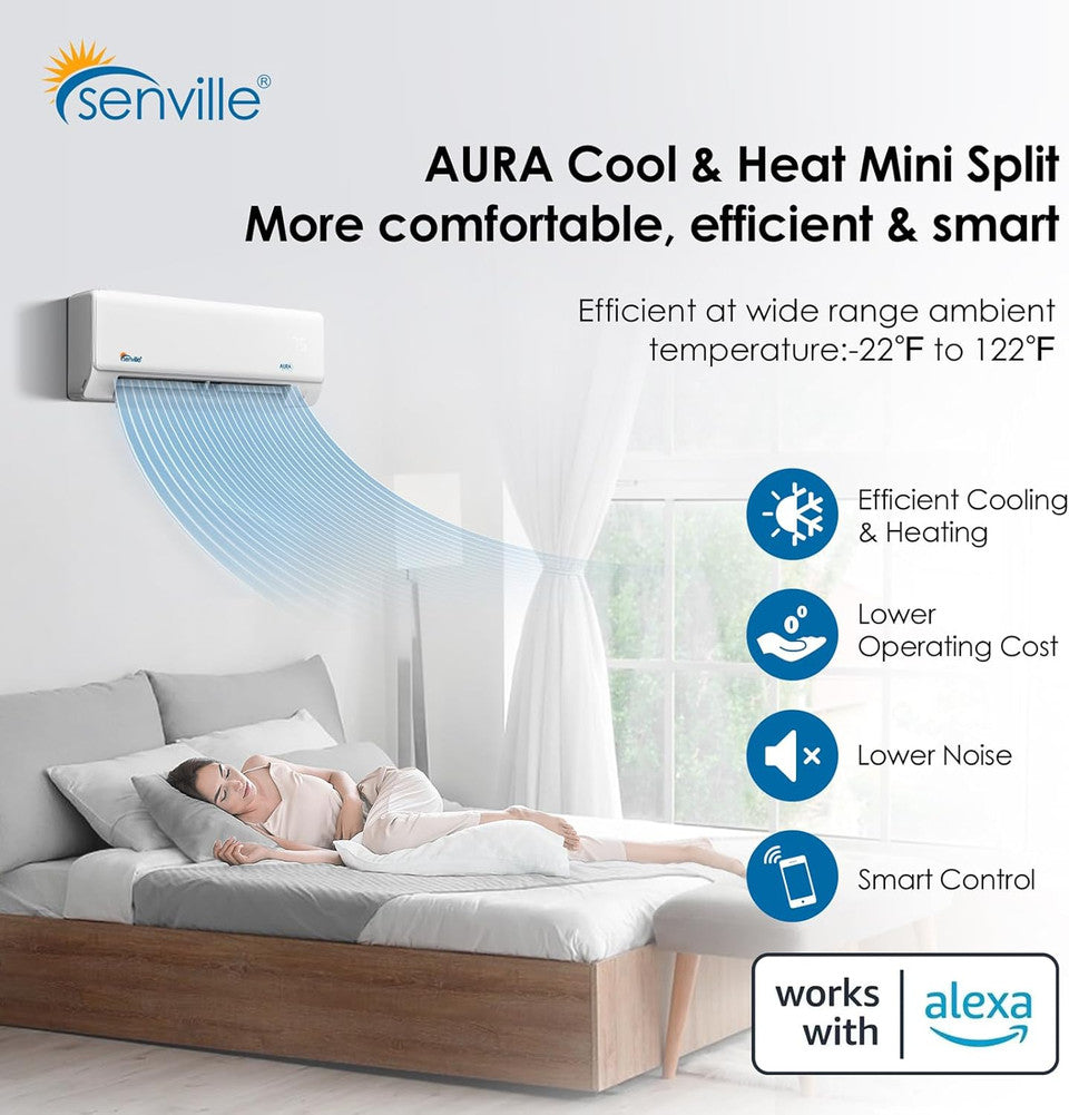 Senville AURA 45,000 BTU 5 Zone Ductless Mini Split - 230V - 21.8 SEER2 - Energy Star, SENA-48HF-F99999