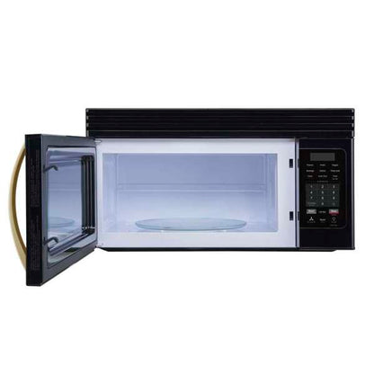 FORNO Scalo 30-Inch Over-the-Range Microwave, 1.6 cu. ft., 300 CFM, Black with Antique Brass Accents (Model FOTR3007-30BLK)
