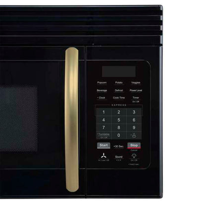 FORNO Scalo 30-Inch Over-the-Range Microwave, 1.6 cu. ft., 300 CFM, Black with Antique Brass Accents (Model FOTR3007-30BLK)
