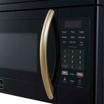 FORNO Scalo 30-Inch Over-the-Range Microwave, 1.6 cu. ft., 300 CFM, Black with Antique Brass Accents (Model FOTR3007-30BLK)