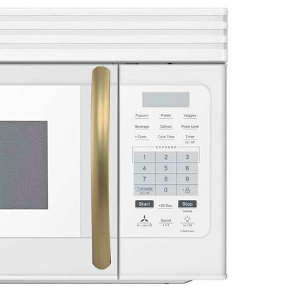 FORNO Scalo 30-Inch Over-the-Range Microwave, 1.6 Cu. Ft., 300 CFM Vent Fan, White with Antique Brass Accents (Model FOTR3007-30WHT)