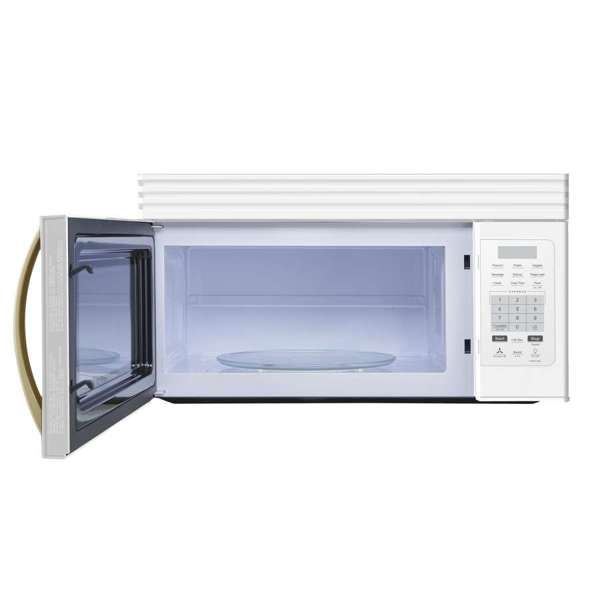 FORNO Scalo 30-Inch Over-the-Range Microwave, 1.6 Cu. Ft., 300 CFM Vent Fan, White with Antique Brass Accents (Model FOTR3007-30WHT)