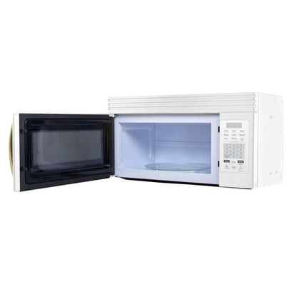 FORNO Scalo 30-Inch Over-the-Range Microwave, 1.6 Cu. Ft., 300 CFM Vent Fan, White with Antique Brass Accents (Model FOTR3007-30WHT)