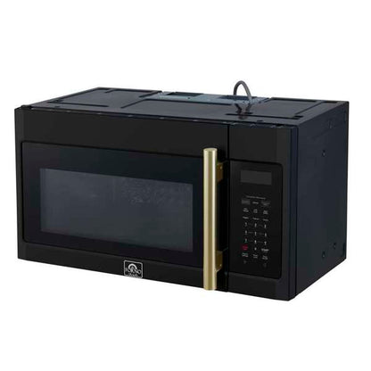 FORNO Fornace 30-Inch Over-the-Range Microwave, 1.5 Cu. Ft., 300 CFM Vent, Black with Antique Brass Accents (Model FOTR3038-30BLK)