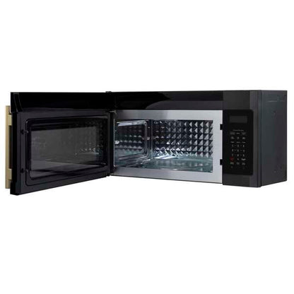 FORNO Fornace 30-Inch Over-the-Range Microwave, 1.5 Cu. Ft., 300 CFM Vent, Black with Antique Brass Accents (Model FOTR3038-30BLK)