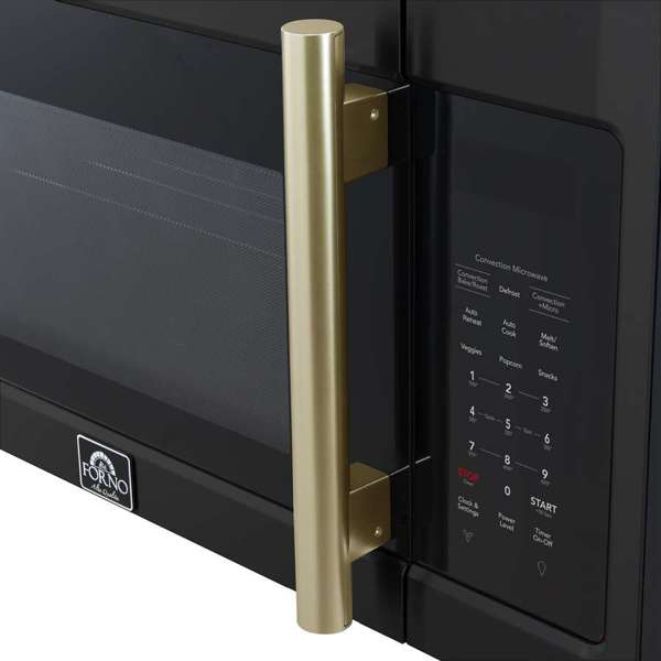 FORNO Fornace 30-Inch Over-the-Range Microwave, 1.5 Cu. Ft., 300 CFM Vent, Black with Antique Brass Accents (Model FOTR3038-30BLK)